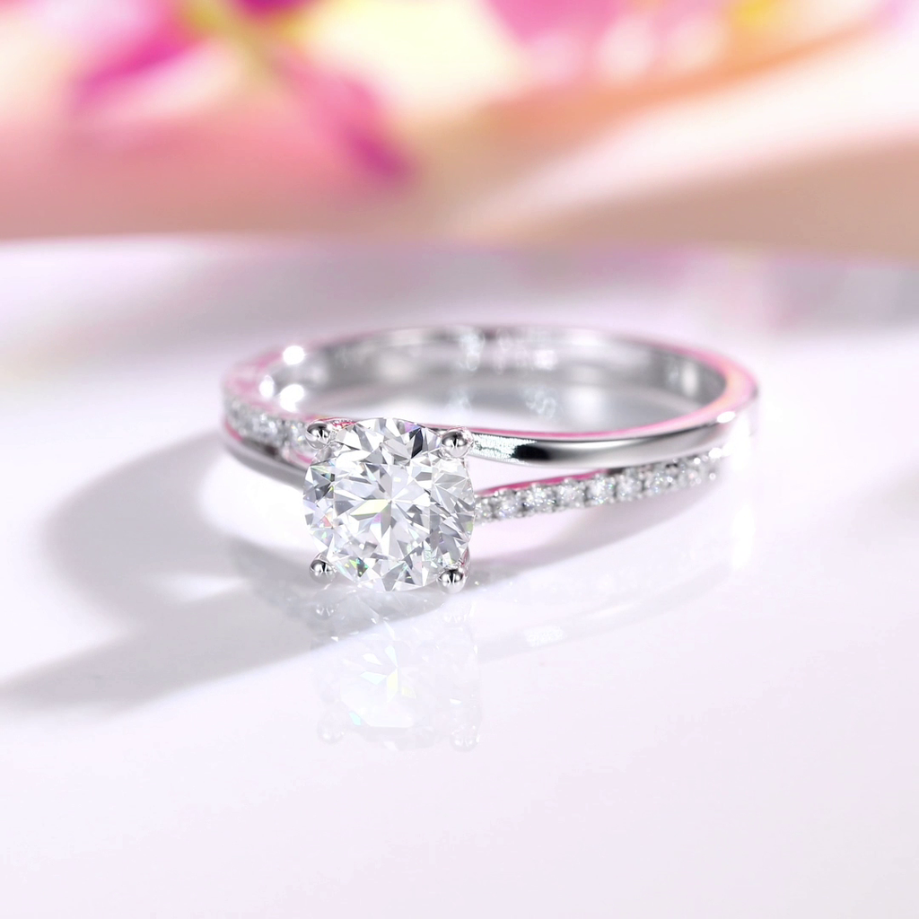 1 Carat Lab Grown Diamond Ring 14K White Gold LGR004