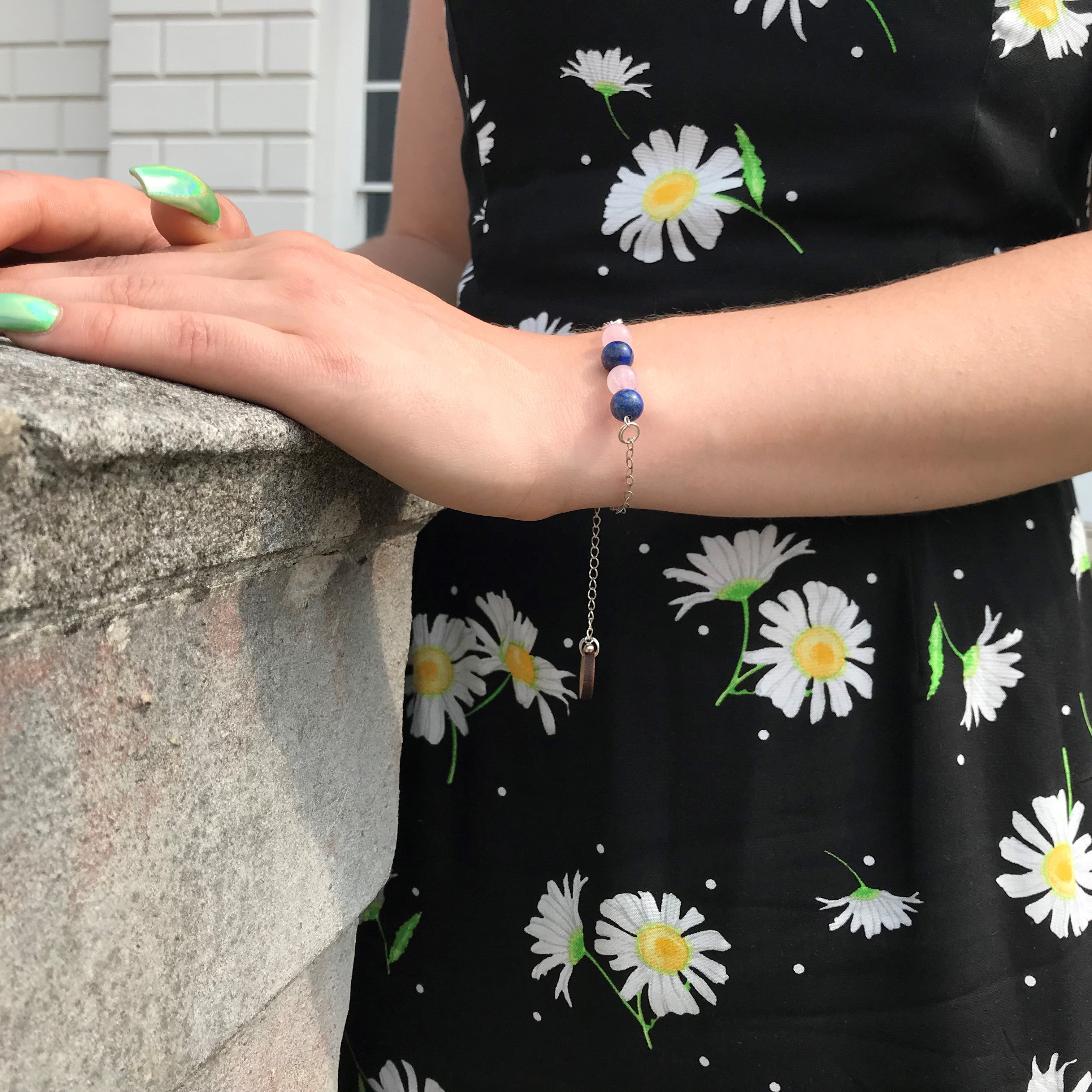 Rose Quartz and Lapis Lazuli Bracelet, Friendship Bracelet | by nlanlaVictory