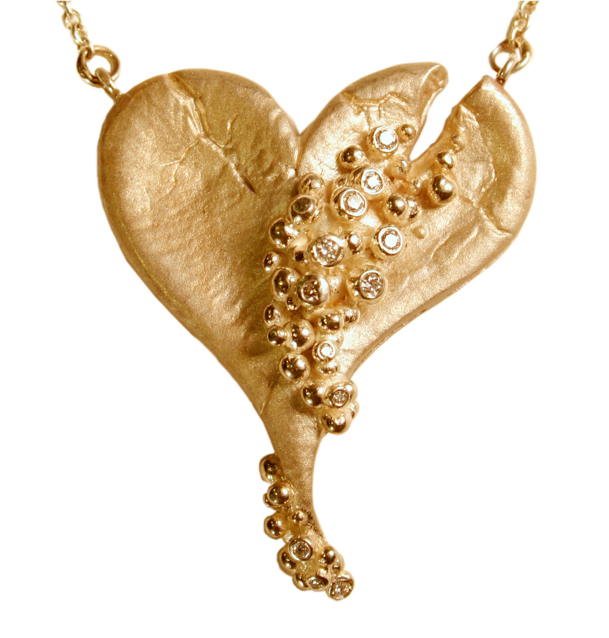 Hearts-Lucky Break Necklace-Large-18K Gold with Overflowing Diamonds