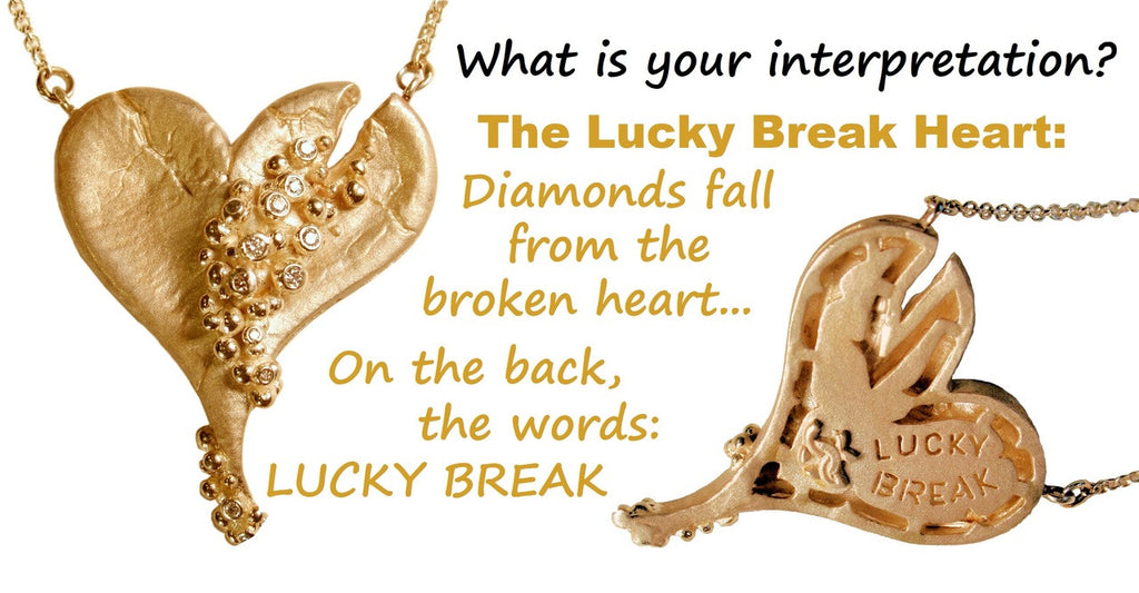 Hearts-Lucky Break Necklace-Large-18K Gold with Overflowing Diamonds