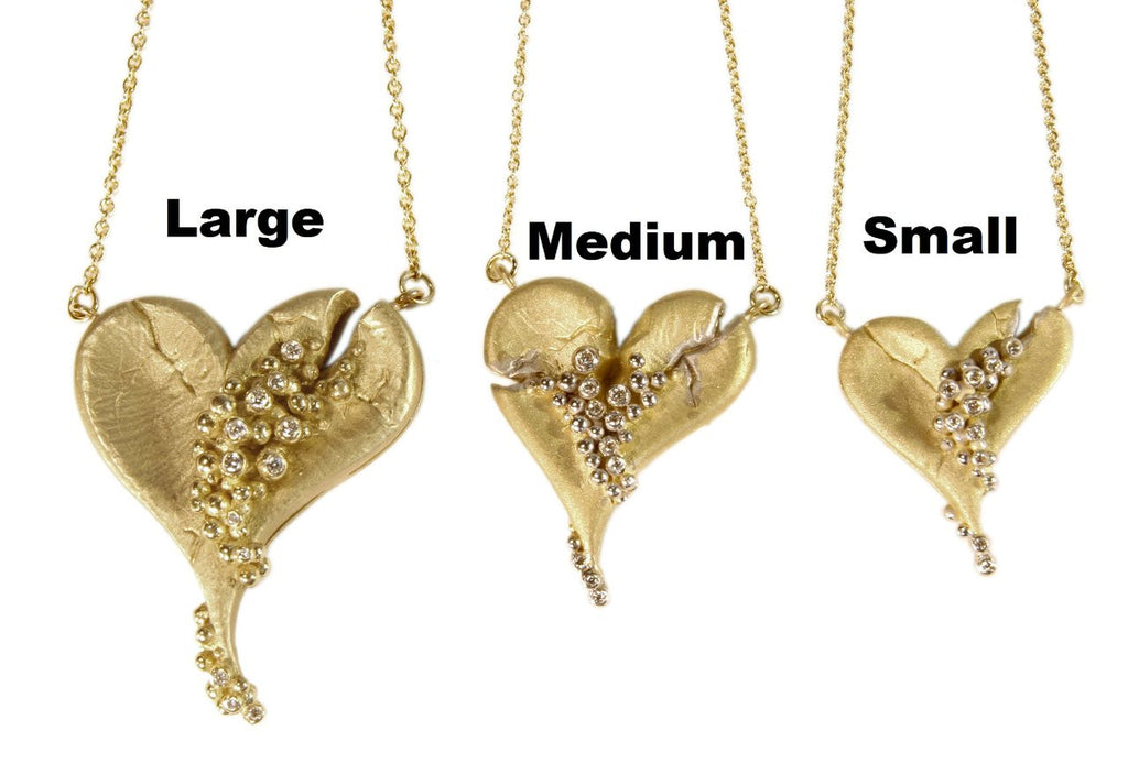 Hearts-Lucky Break Necklace-Large-18K Gold with Overflowing Diamonds