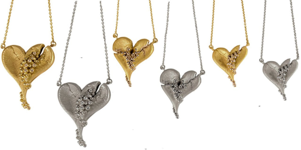 Hearts-Lucky Break Necklace-Large-18K Gold with Overflowing Diamonds