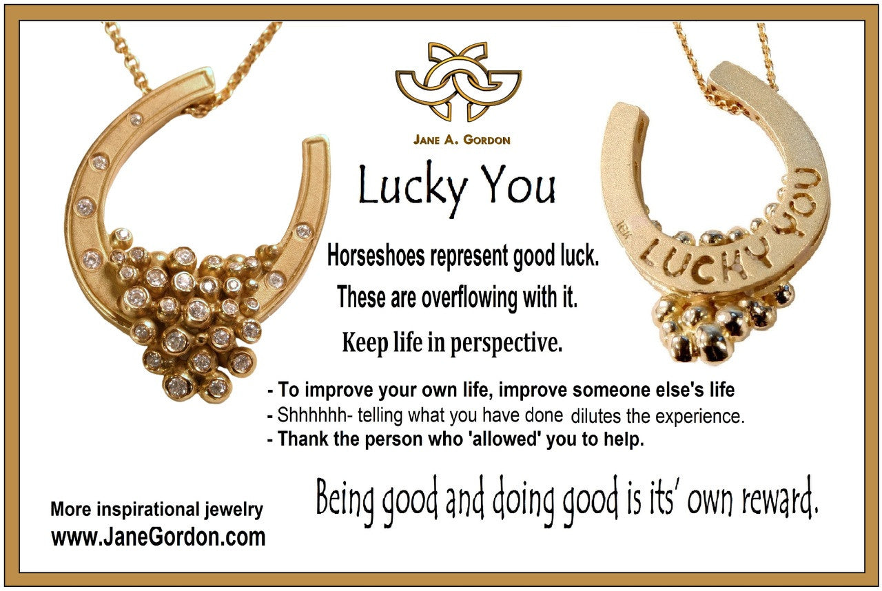 "Lucky You" Equestrian Horseshoe Necklace, 18K Gold, Overflowing with Diamonds.