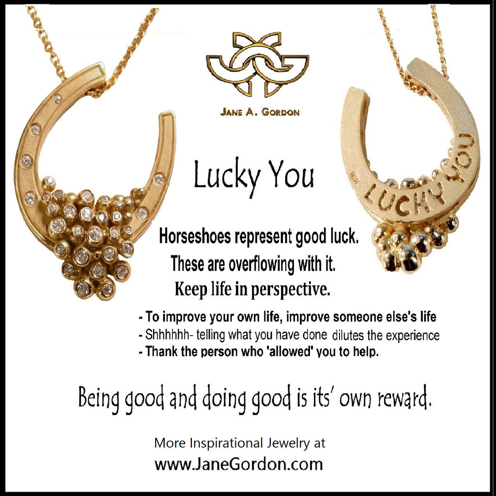 "Lucky You" Equestrian Horseshoe Necklace, 18K Gold, Overflowing with Diamonds.