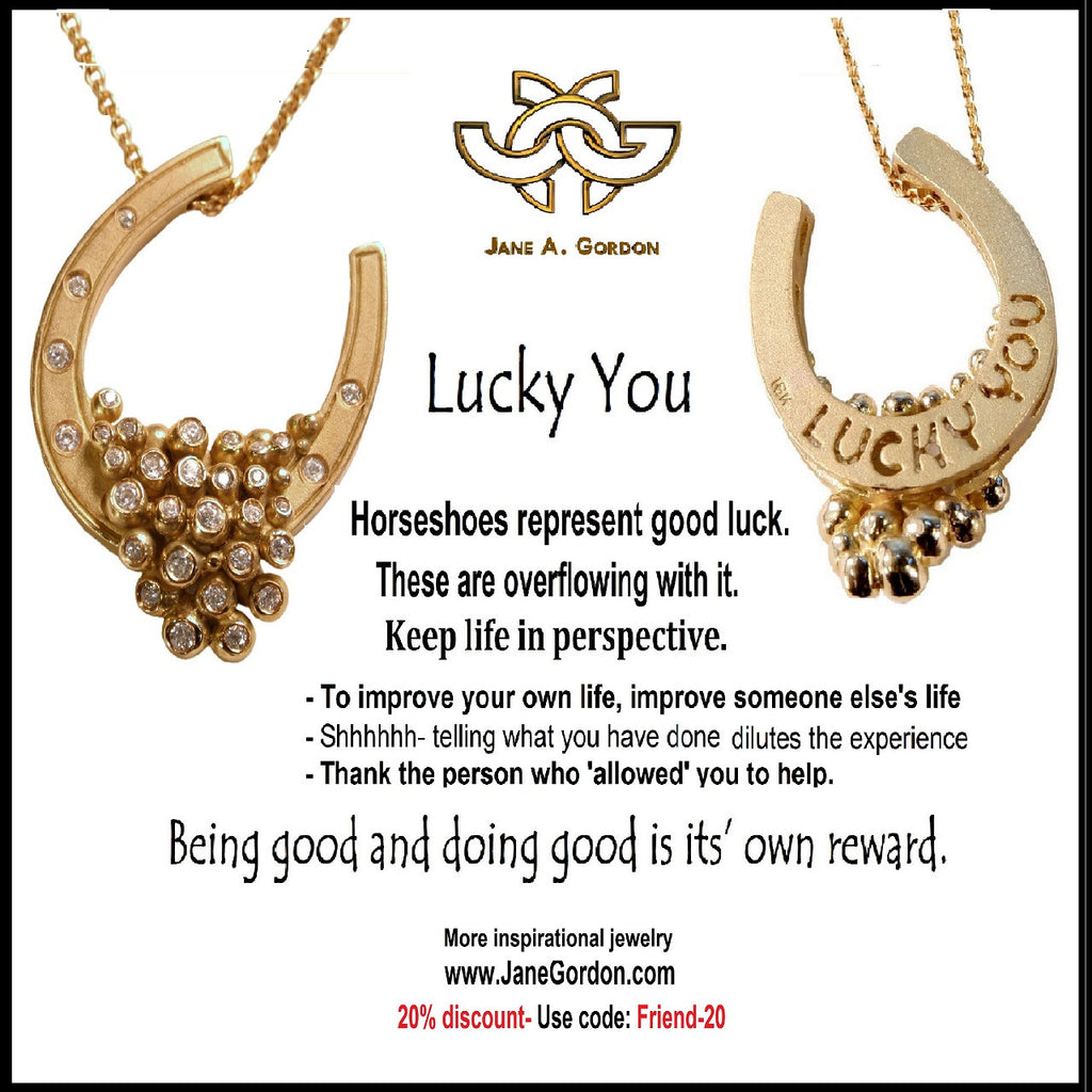 Equestrian "Lucky You" Horseshoe Ring-18K Gold with Diamonds. Large version.