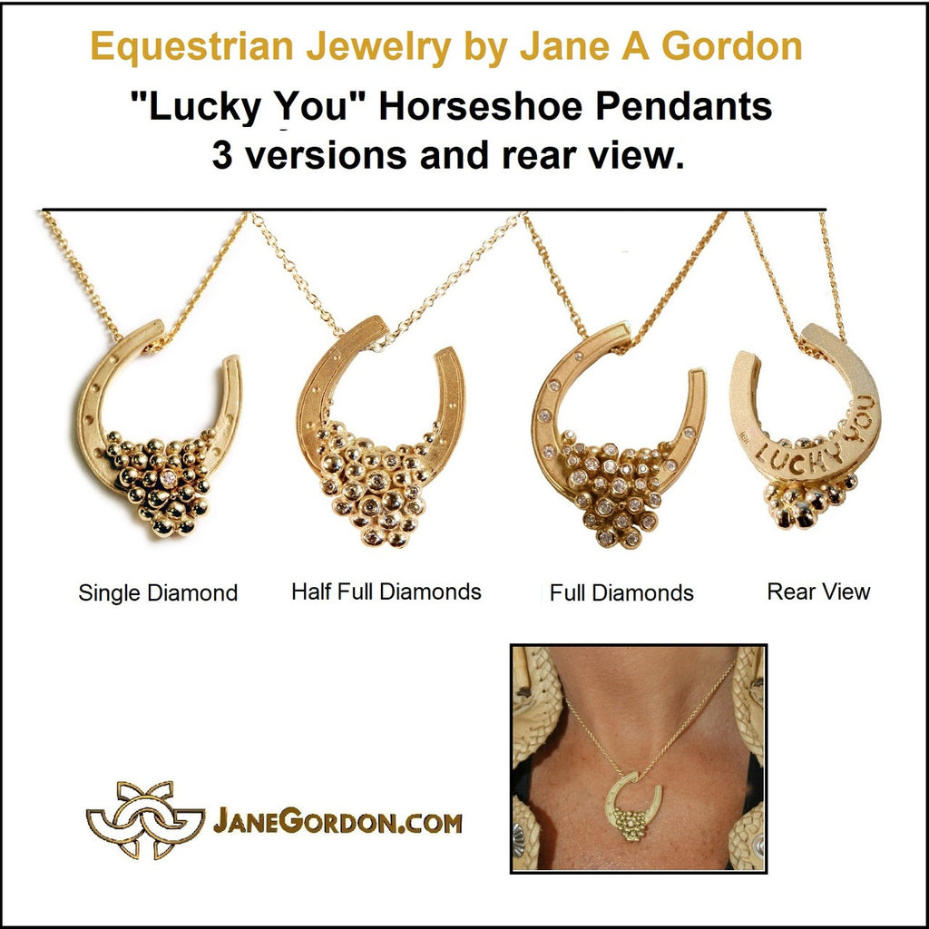 Equestrian "Lucky You" Horseshoe Ring-18K Gold with Diamonds. Large version.