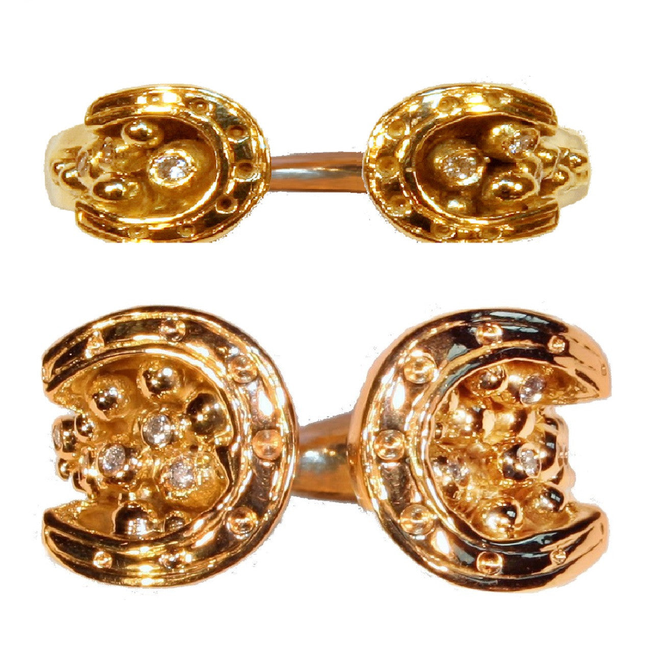 Equestrian "Lucky You" Horseshoe Ring- 14K Gold with Diamonds- Large Version