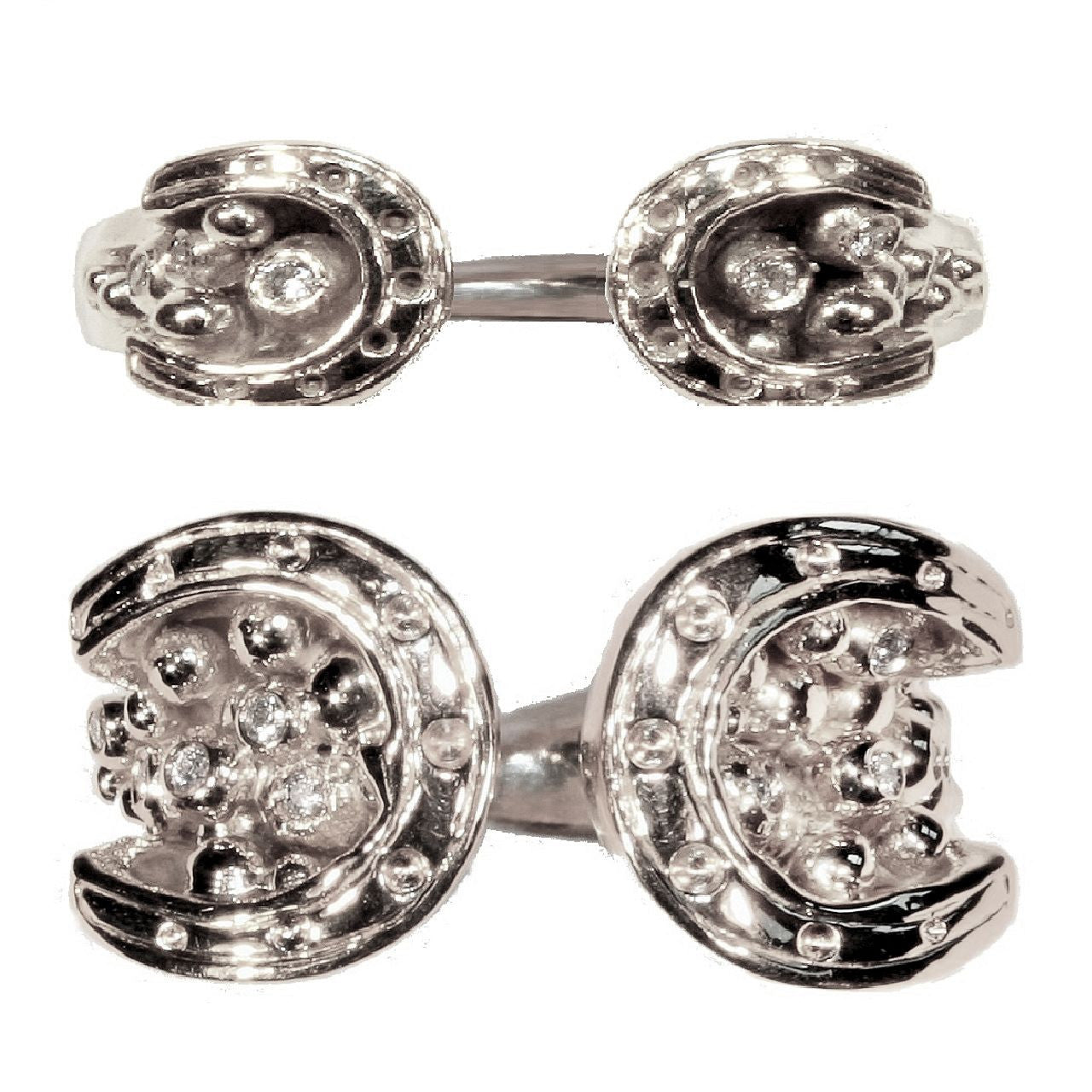 Equestrian "Lucky You" Horseshoe Ring-18K Gold with Diamonds. Large version.