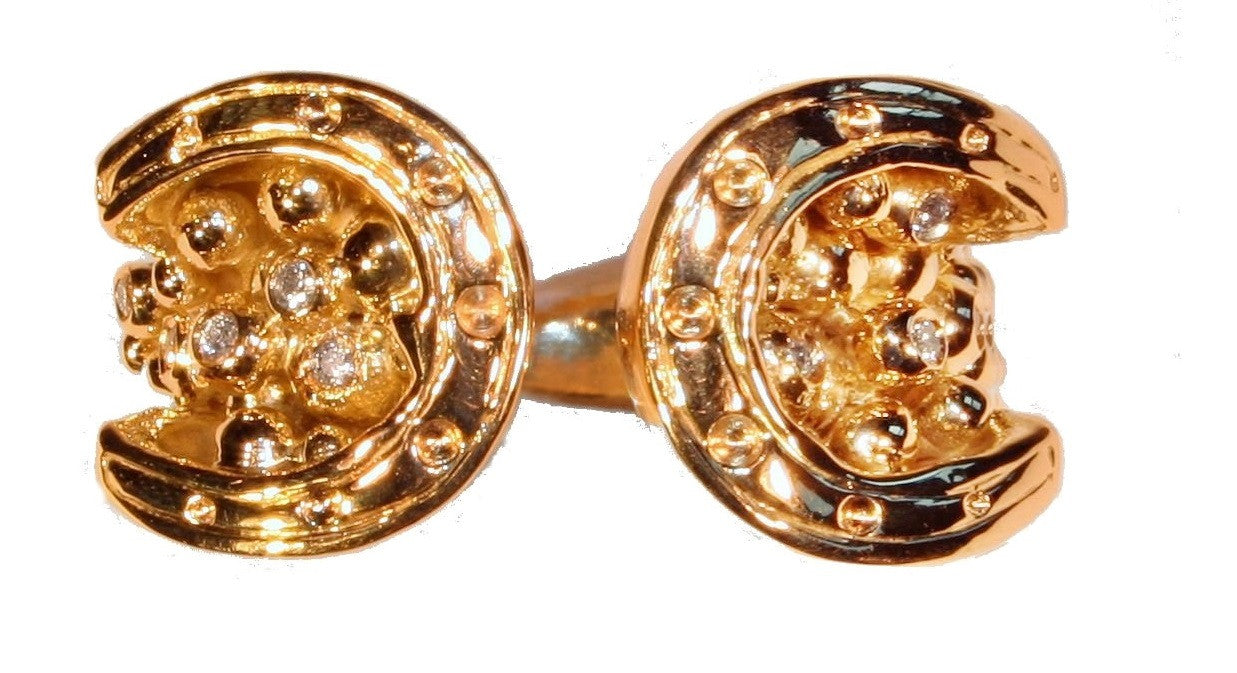 Equestrian "Lucky You" Horseshoe Ring-18K Gold with Diamonds. Large version.