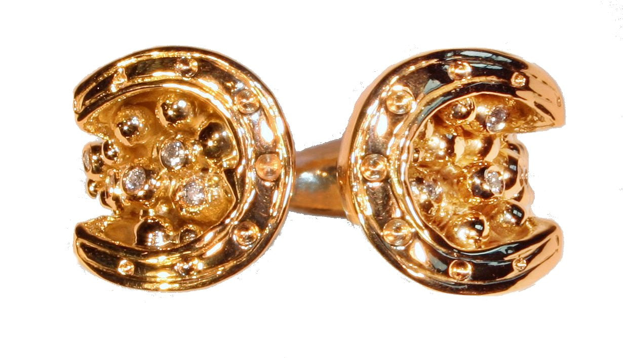 Equestrian "Lucky You" Horseshoe Ring-18K Gold with Diamonds. Large version.