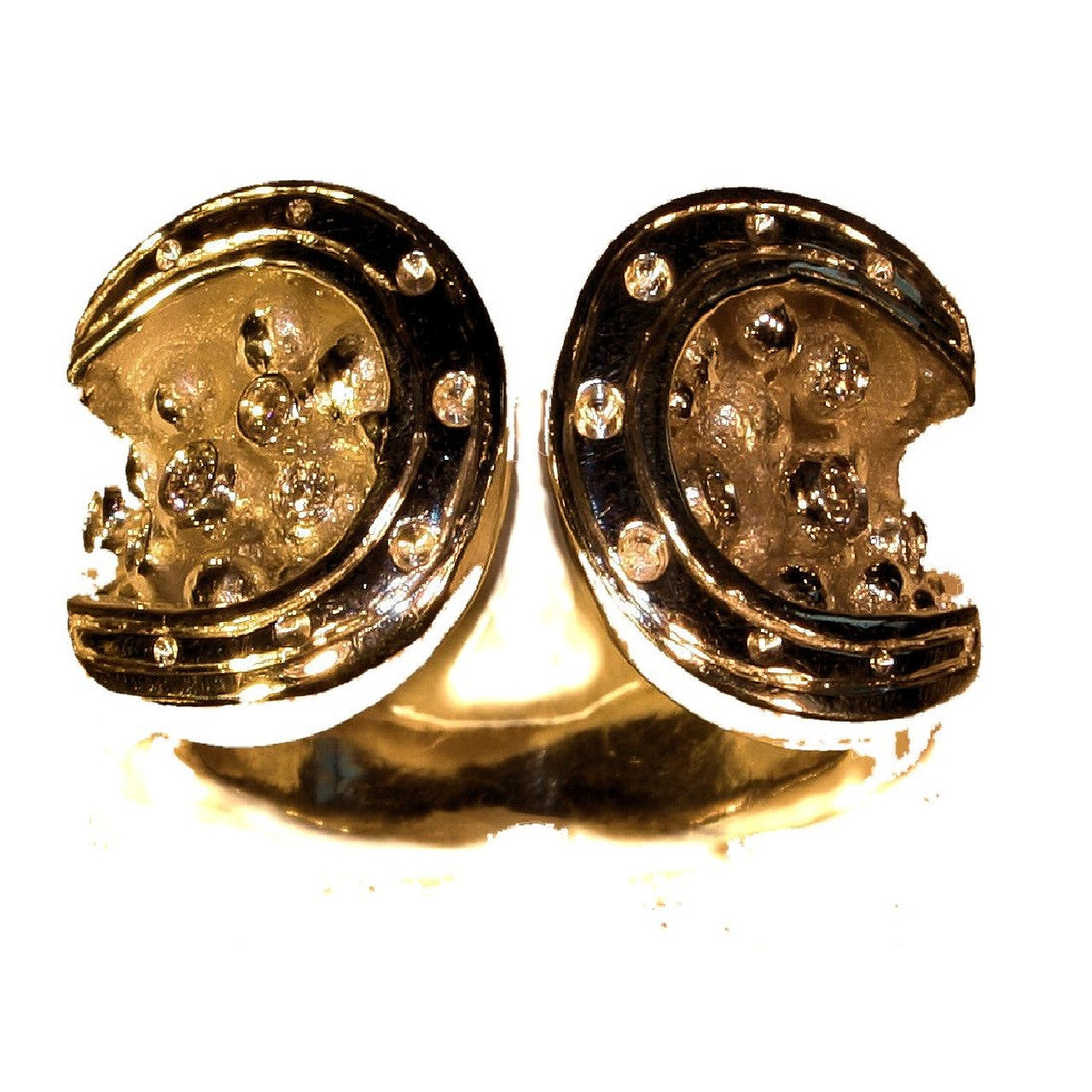 Equestrian "Lucky You" Horseshoe Ring- 14K Gold with Diamonds- Large Version