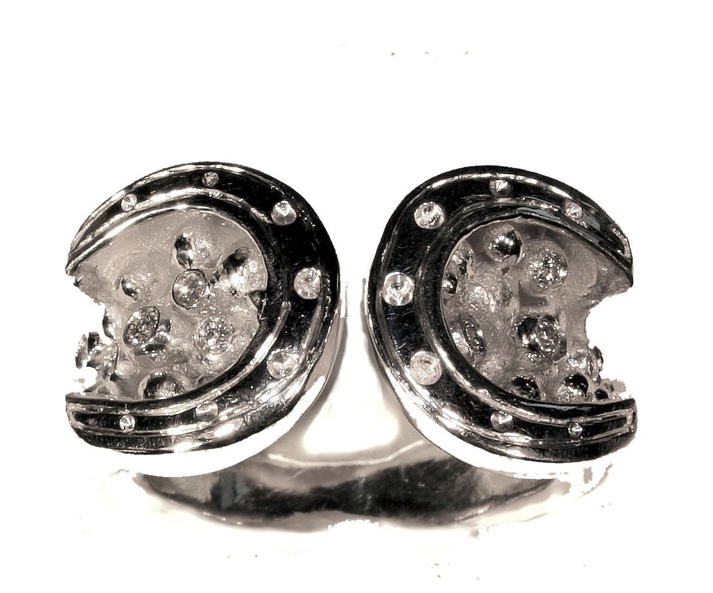 Equestrian "Lucky You" Horseshoe Ring-18K Gold with Diamonds. Large version.