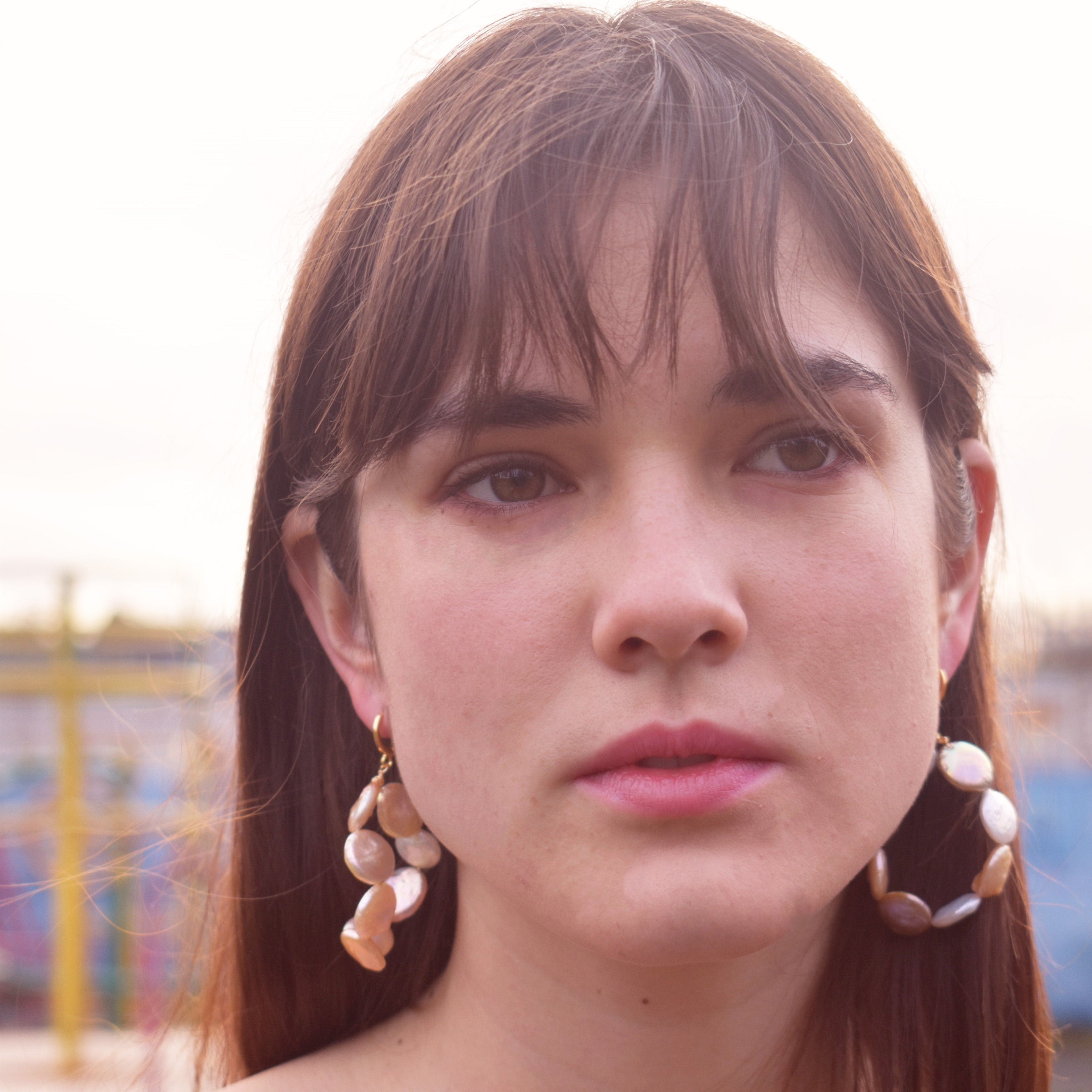 Pastel Pink freshwater pearl hoop earrings | by Ifemi Jewels