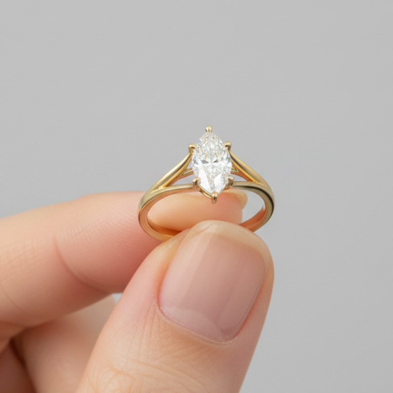 2.00 Carat Marquise Cut Diamond 14K Solid Gold Solitaire Engagement Ring