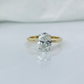Two Tone Oval Cut 14K Solid Gold Solitaire Diamond Engagement Ring