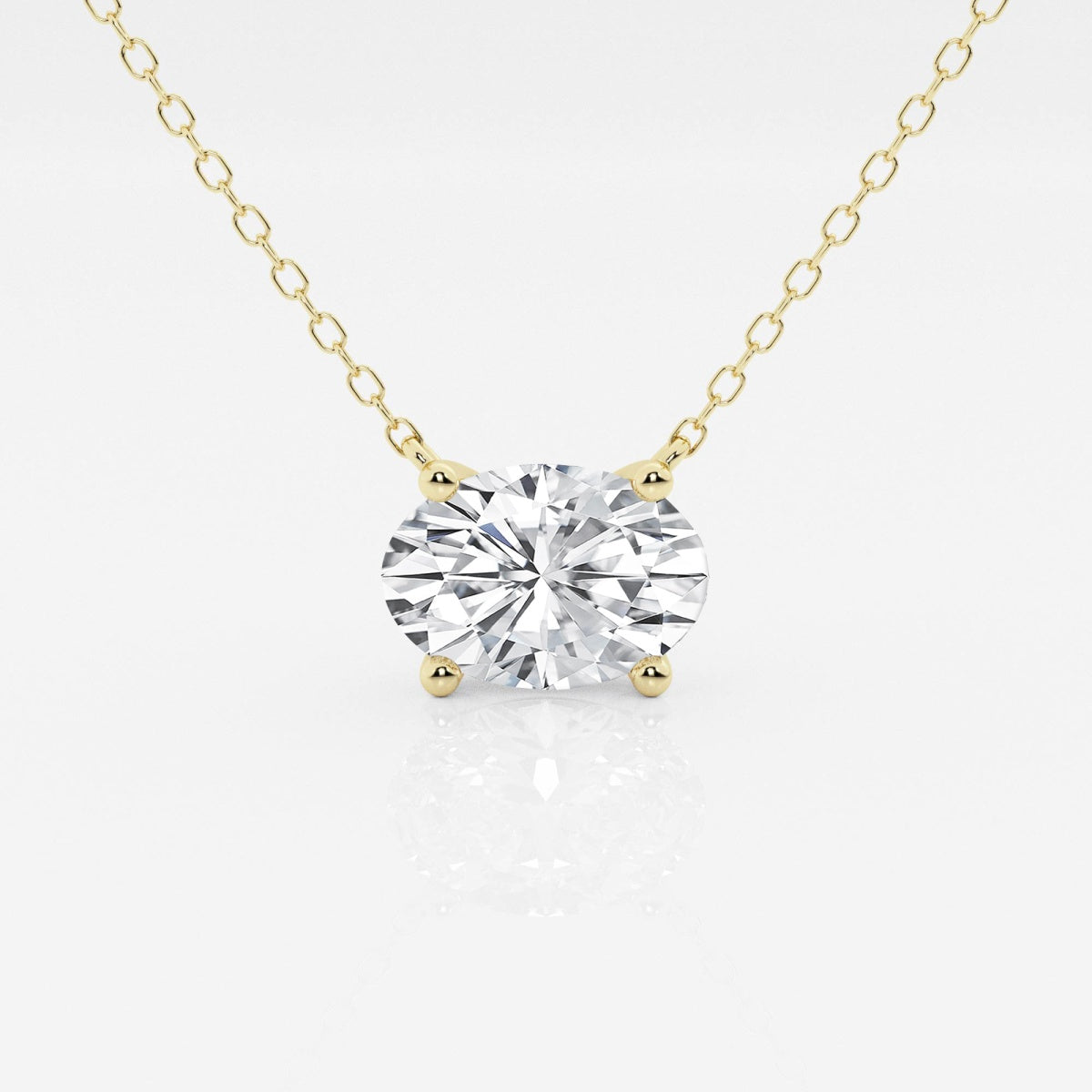 1.00 Ctw Oval Lab Grown Diamond Solitaire Pendant In White /Yellow-0