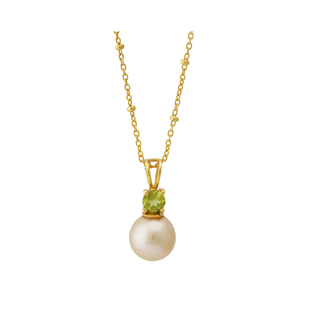 Golden South Sea Pearl with Natural Peridot Stones Lithgow Set 9.5 - 10.5 MM-6