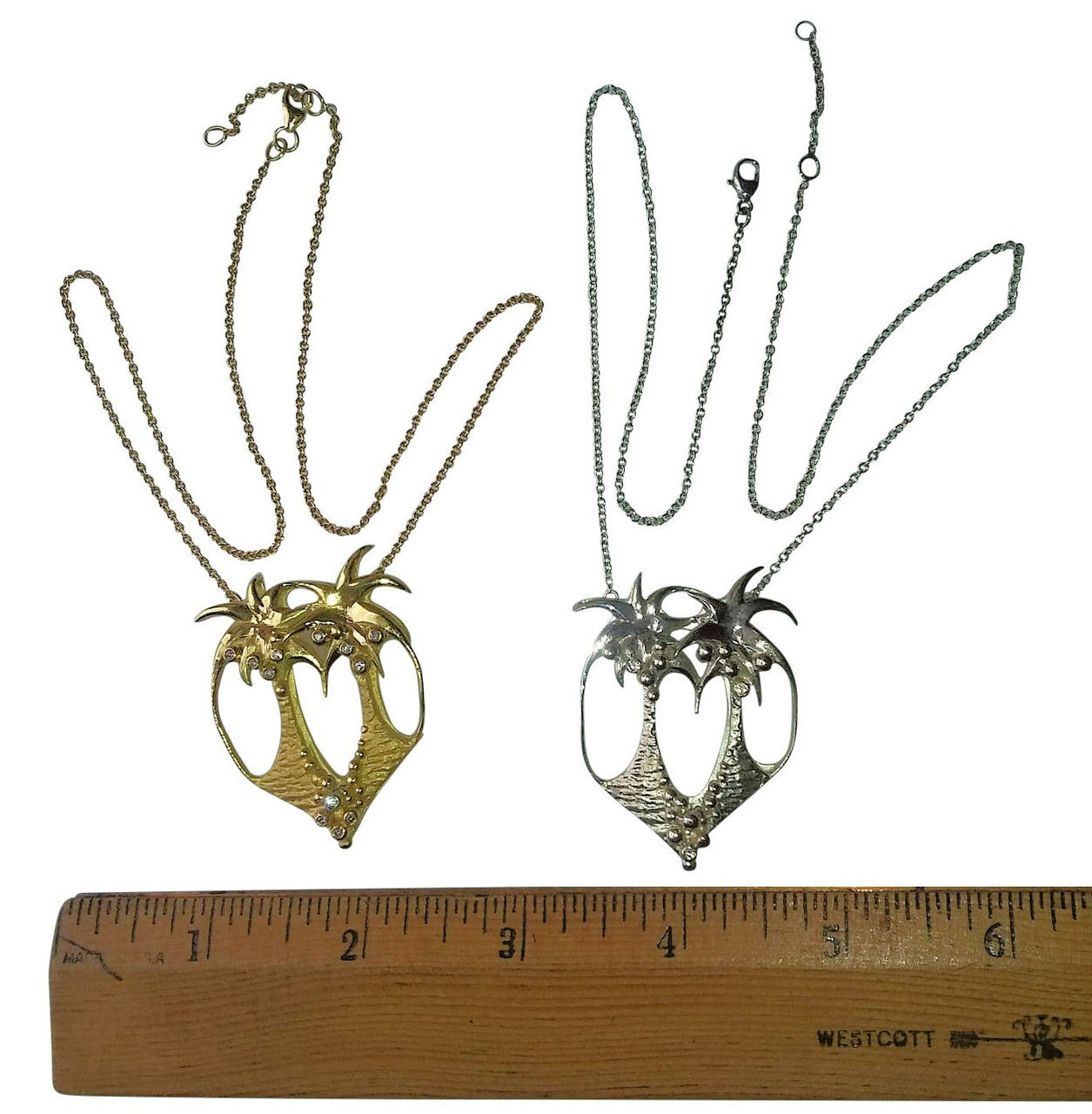 Love is Everywhere- Palm Tree Heart Necklace-18K Gold with Diamonds