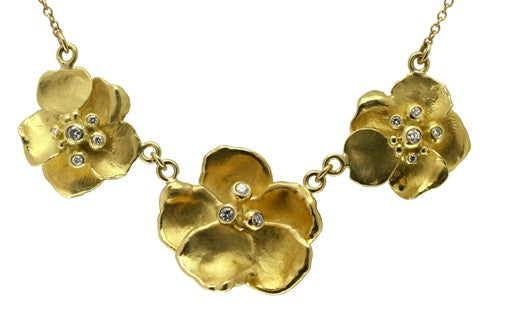 Metal Petals- Pansy Earring-Large-18k Gold & Diamonds