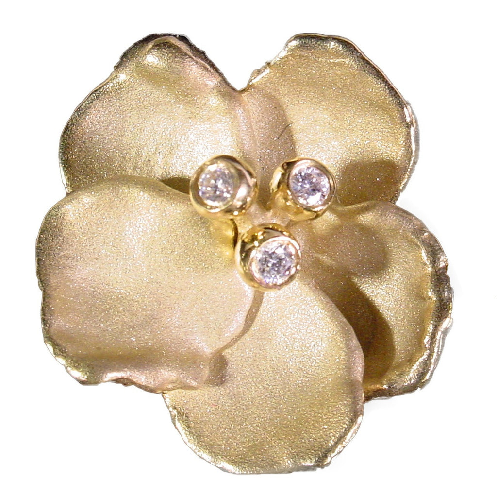 Metal Petals- Pansy Earring-Large-18k Gold & Diamonds