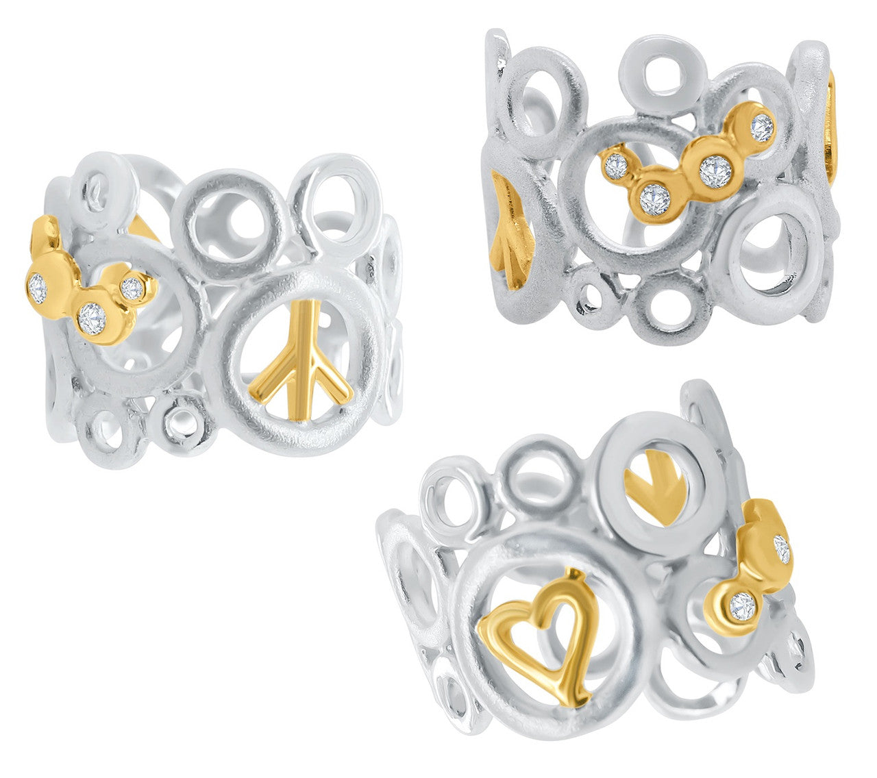 Peace, Love and Abundance Ring (Wide) 18K Gold with diamonds