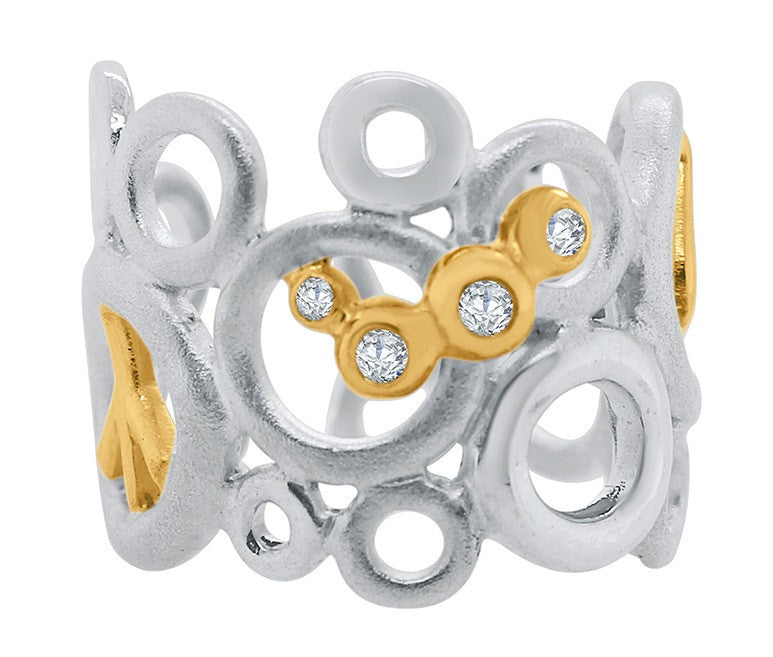 Peace, Love and Abundance Ring (Wide) 18K Gold with diamonds