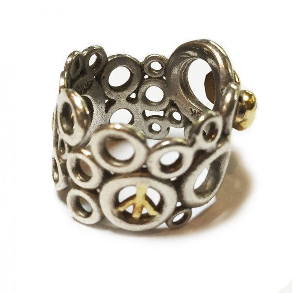 Peace, Love and Abundance Ring (Wide) 18K Gold with diamonds