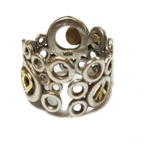 Peace, Love and Abundance Ring (Wide) 18K Gold with diamonds