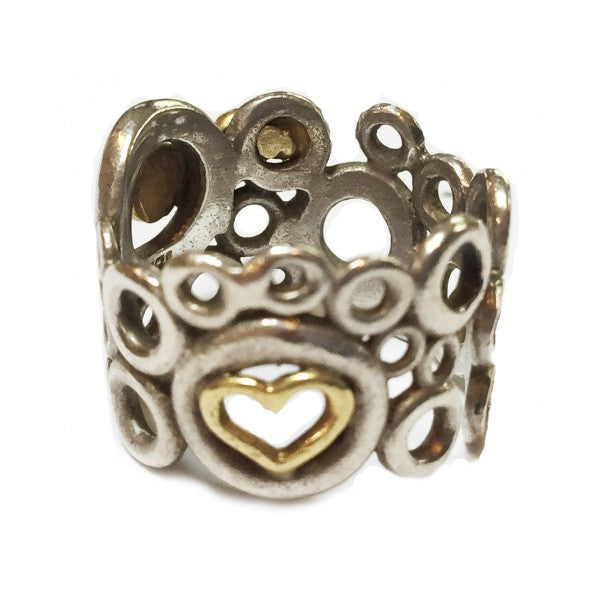 Peace, Love and Abundance Ring (Wide) 18K Gold with diamonds