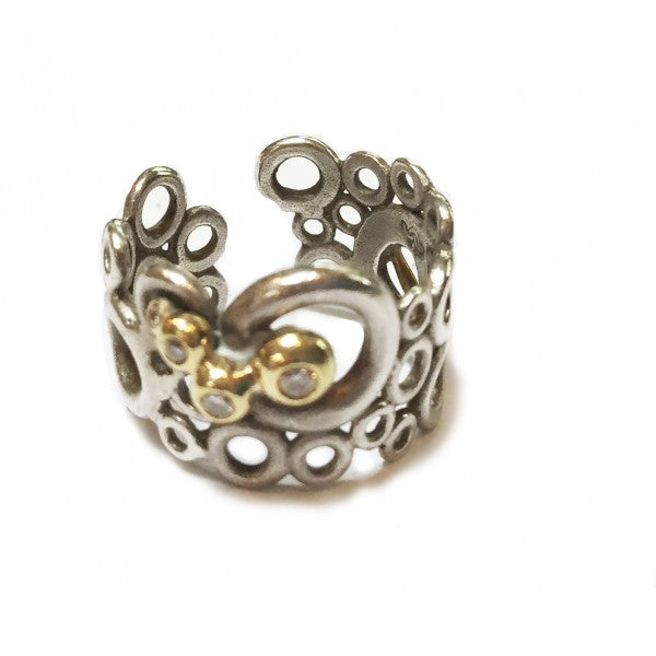 Peace, Love and Abundance Ring (Wide) 18K Gold with diamonds