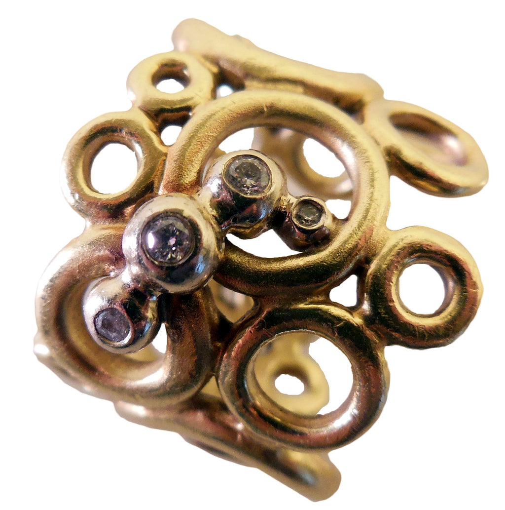 Peace, Love and Abundance Ring (Wide) 18K Gold with diamonds