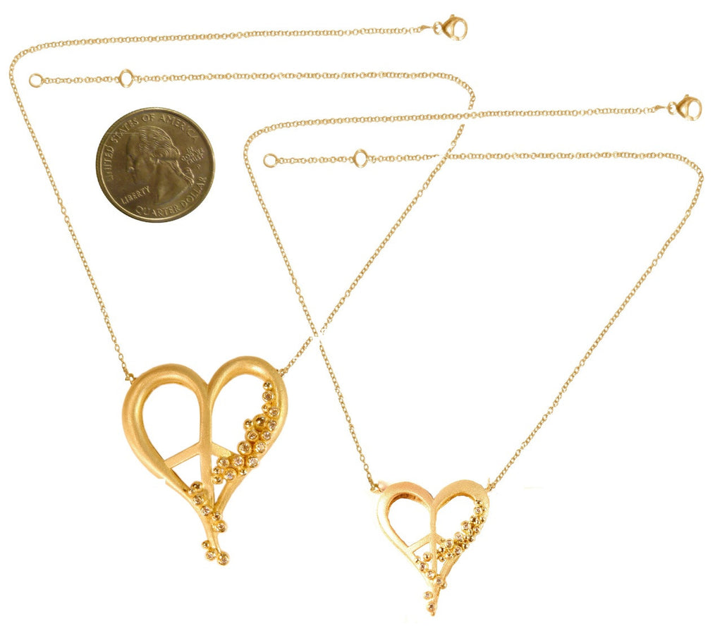 Peace of Heart Necklace- Large-18K Gold with Abundance Overflowing Diamonds
