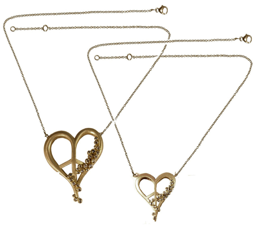 Peace of Heart Necklace- Large-18K Gold with Abundance Overflowing Diamonds