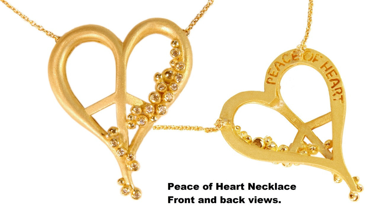 Peace of Heart Necklace- Large-18K Gold with Abundance Overflowing Diamonds
