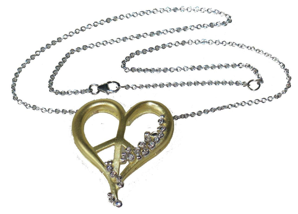 Peace of Heart Necklace- Large-18K Gold with Abundance Overflowing Diamonds