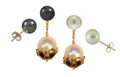 Pearl Drop Earrings-Flower caps in 18K gold with pearls.
