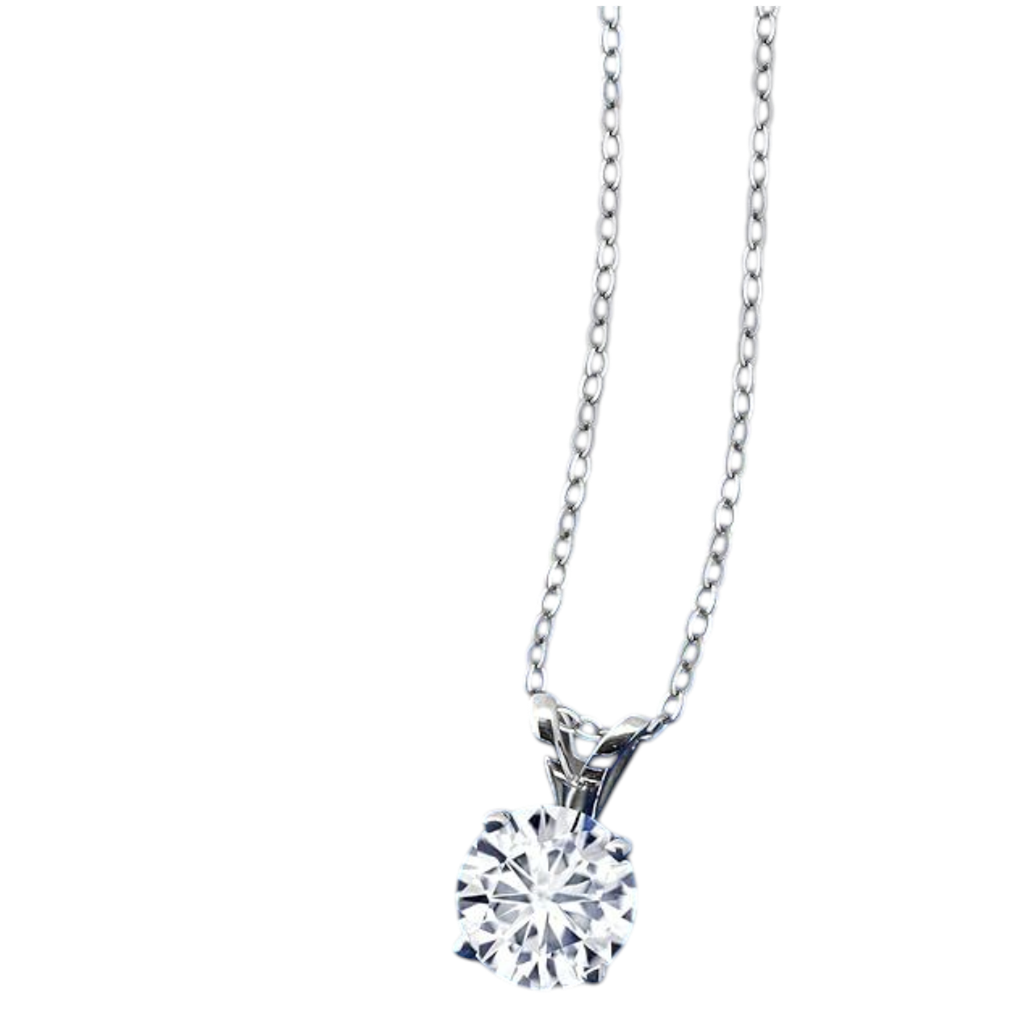2.00 CTW Created Moissanite Solitaire Pendant Necklace with 18" Chain - Choice of 14k White or Yellow Gold-2