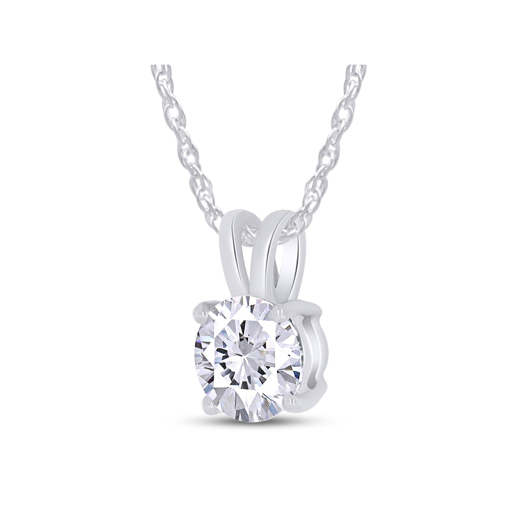 .80 CTW Certified Genuine Moissanite Solitaire Pendant Necklace - Choice of 14k White or Yellow Gold-1