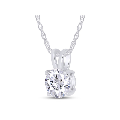 .80 CTW Certified Genuine Moissanite Solitaire Pendant Necklace - Choice of 14k White or Yellow Gold-1