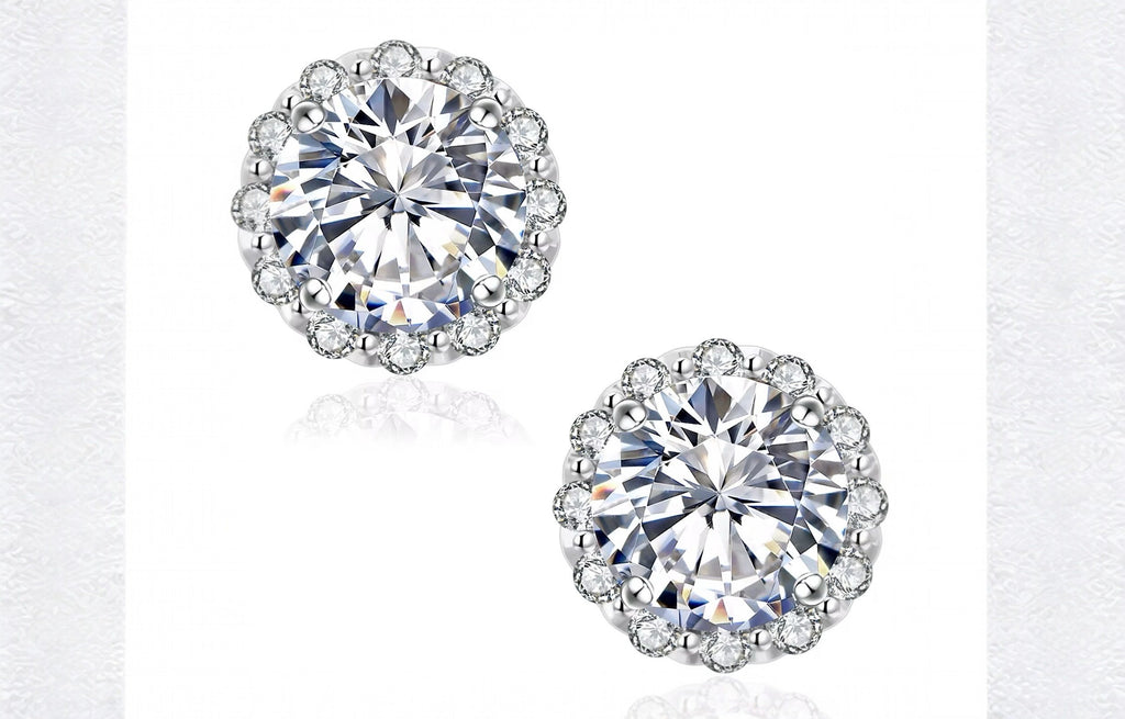2 Carat Moissanite Diamond Stud Earrings – 925 Sterling Silver