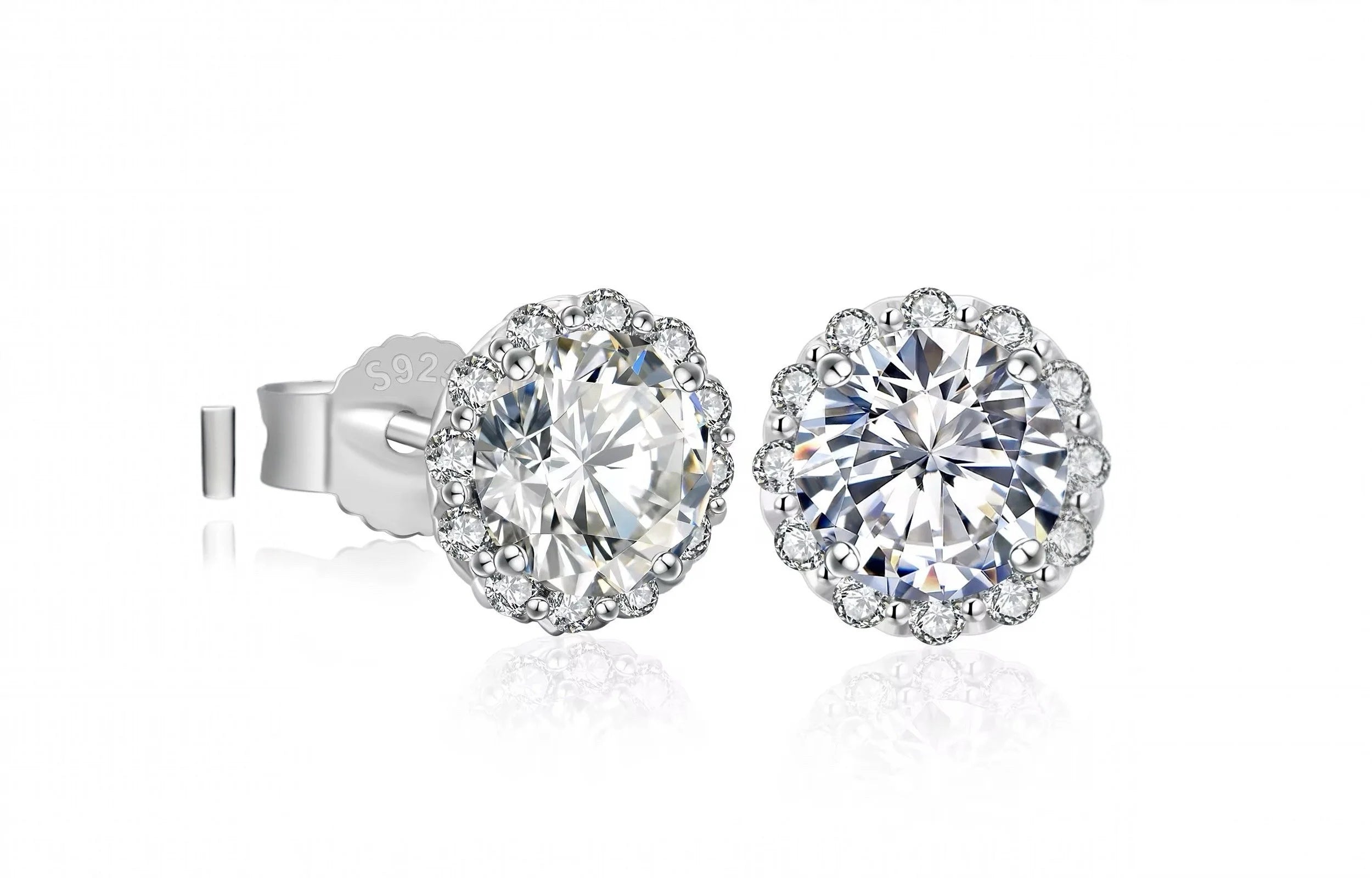 2 Carat Moissanite Diamond Stud Earrings – 925 Sterling Silver