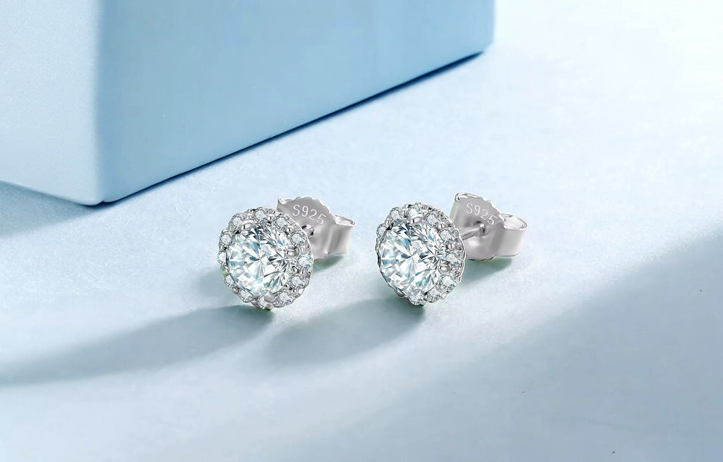 2 Carat Moissanite Diamond Stud Earrings – 925 Sterling Silver