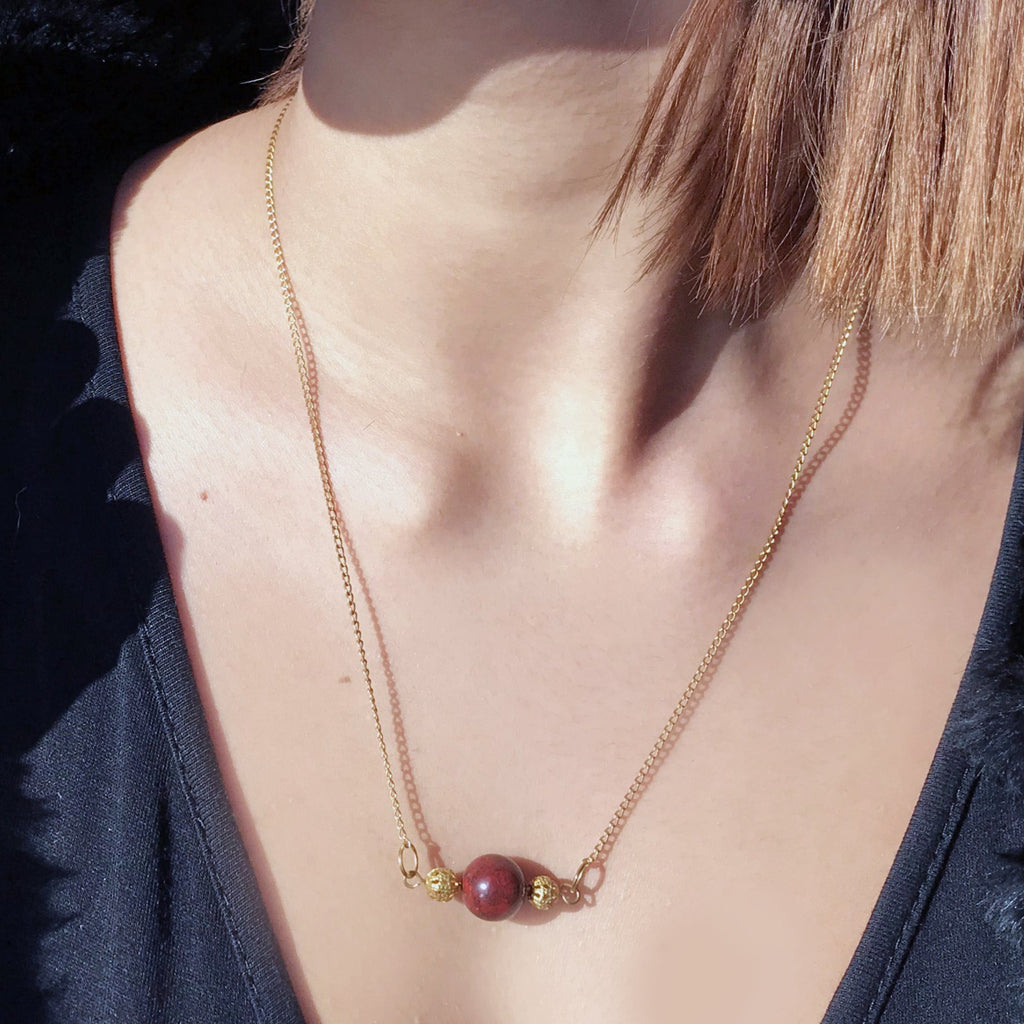 Jasper Gold Vermeil Necklace, Red Jasper Necklace, Gemstone Pendant Necklace | by nlanlaVictory
