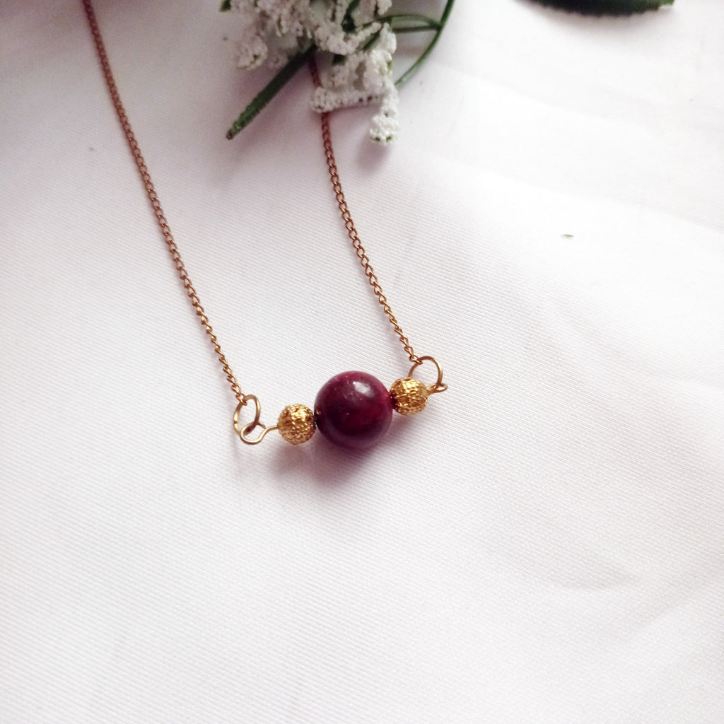 Jasper Gold Vermeil Necklace, Red Jasper Necklace, Gemstone Pendant Necklace | by nlanlaVictory