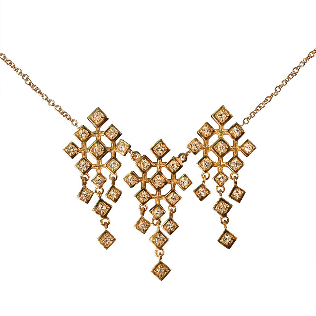 Pyramid Diamond Squares-Necklace-18K