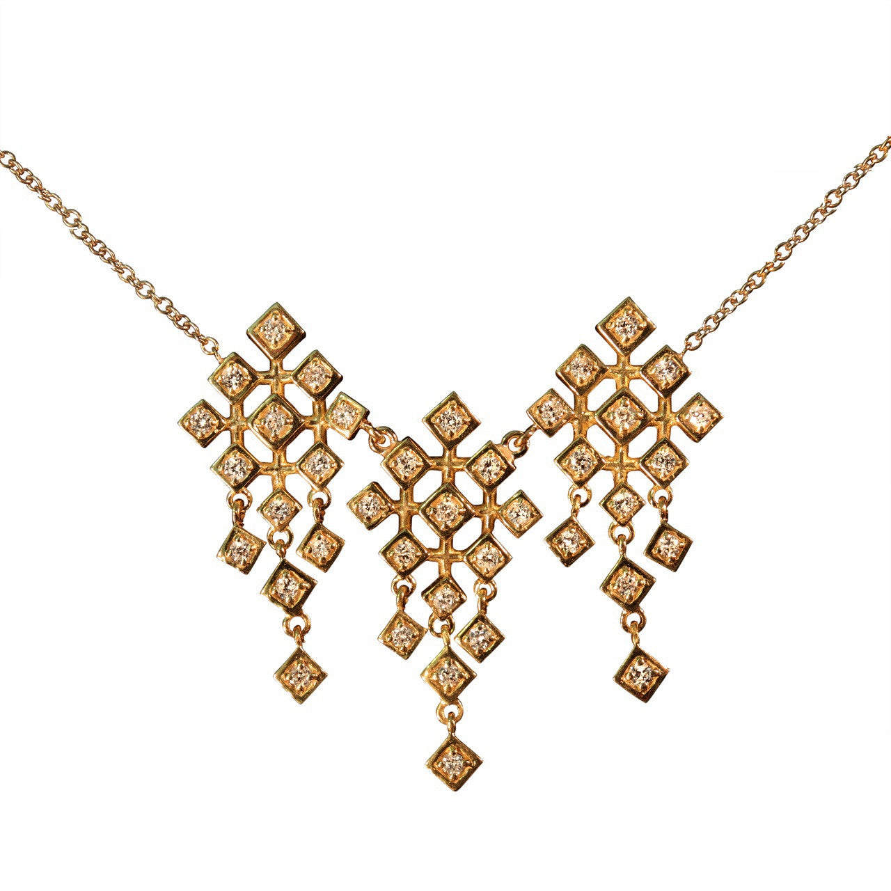 Pyramid Diamond Squares-Necklace-18K