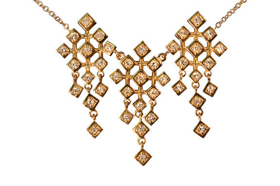 Pyramid Diamond Squares-Necklace-18K