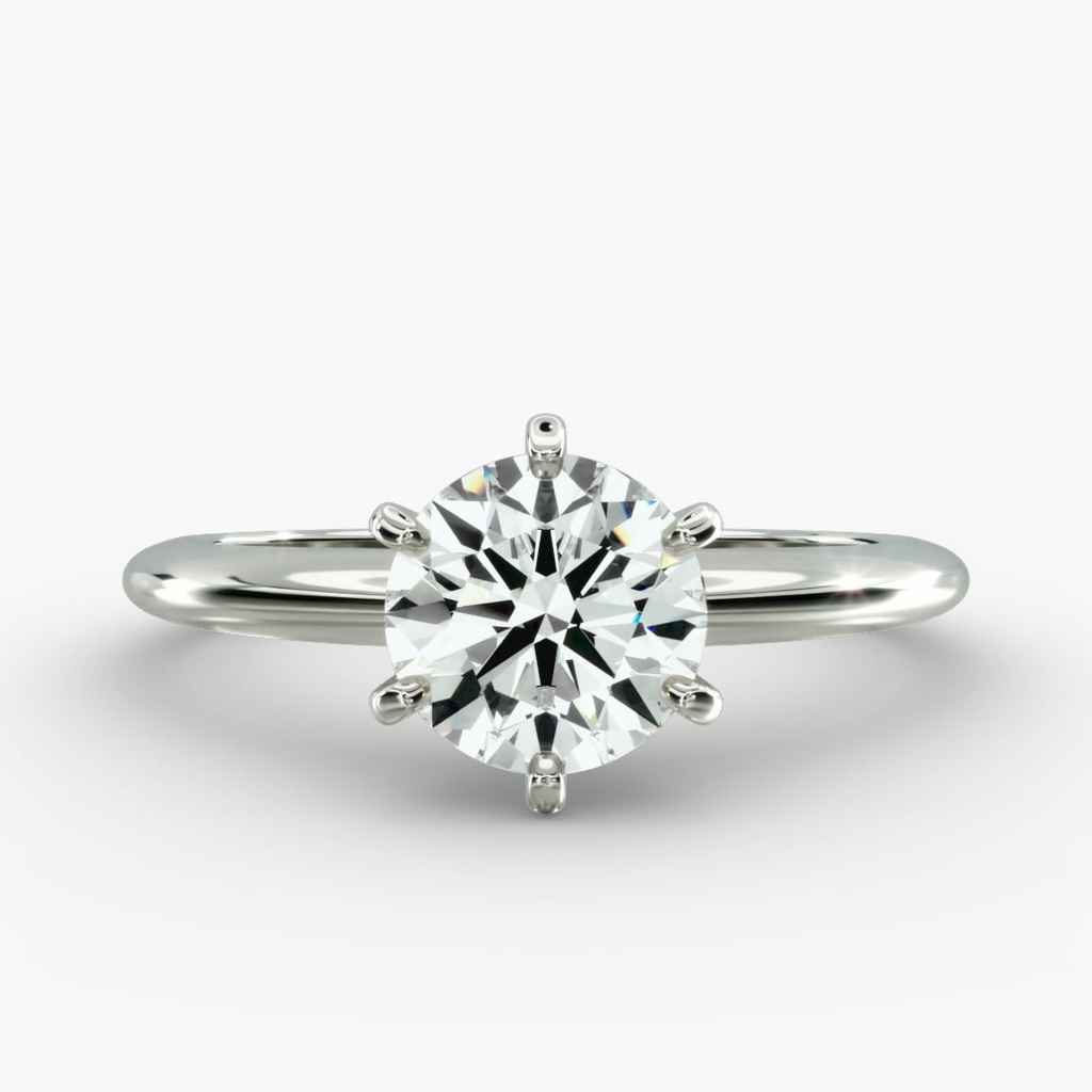 3.00 CTW AGI Certified Round Lab Grown Diamond Six Prong Solitaire Engagement Ring - F-VS Clarity in 14K White Gold-0