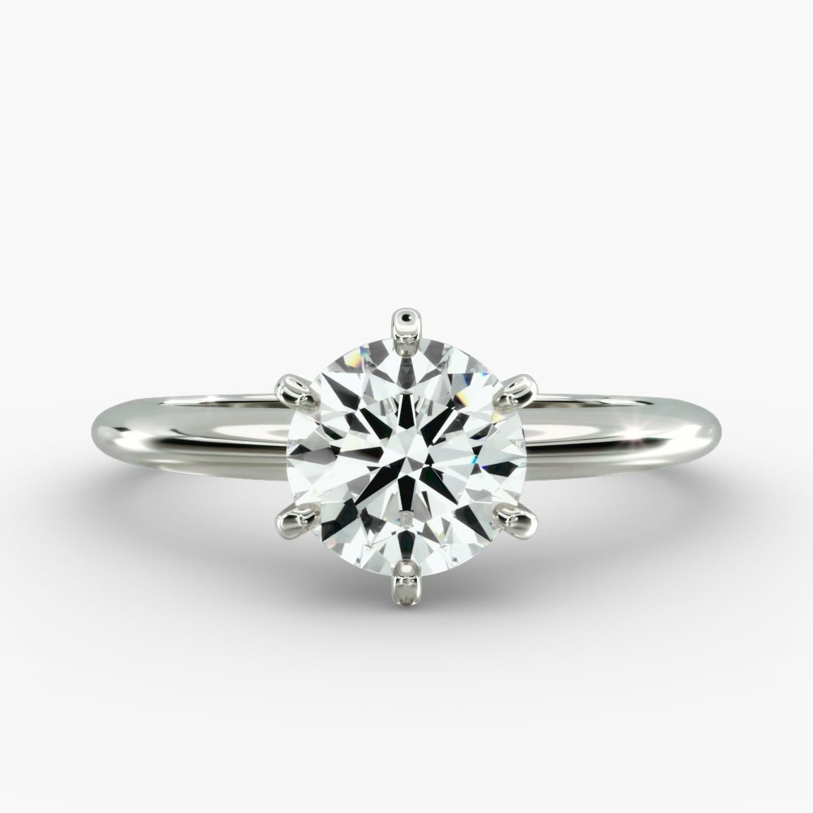 3.00 CTW AGI Certified Round Lab Grown Diamond Six Prong Solitaire Engagement Ring - F-VS Clarity in 14K White Gold-0