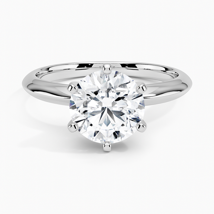 3.00 CTW AGI Certified Round Lab Grown Diamond Six Prong Solitaire Engagement Ring - F-VS Clarity in 14K White Gold-1
